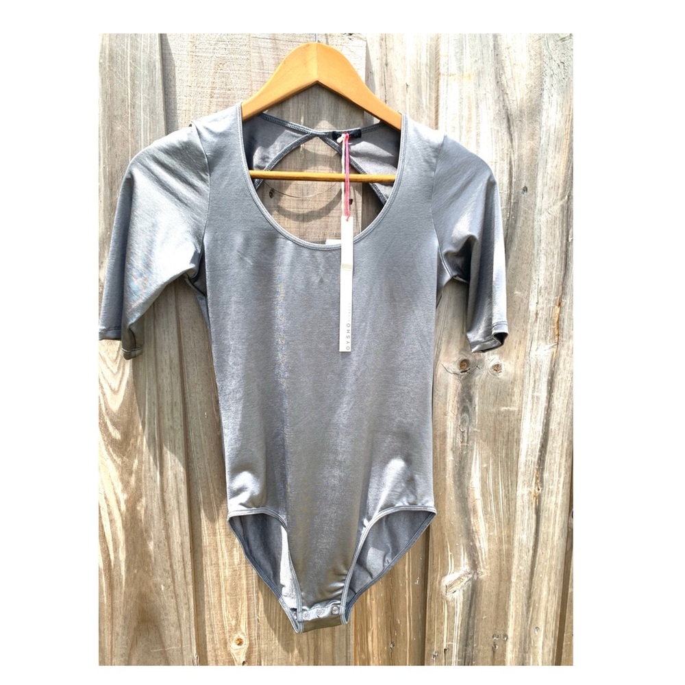 Silver Shimmering Open Back Body Suit